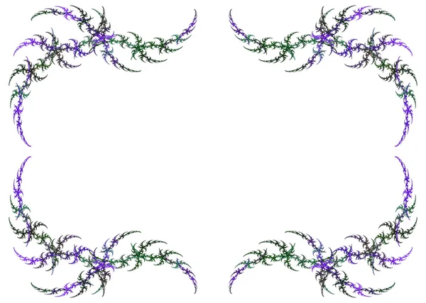 Mardi Gras gekleurde fractal frame met groen en paars over een wit copy ruimte. — Stockfoto