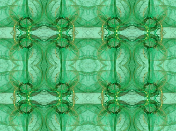 Papel de parede fractal abstrato sem costura, padrão têxtil ou fundo, em verde, verde hortelã e ouro ou bronzeado . — Fotografia de Stock