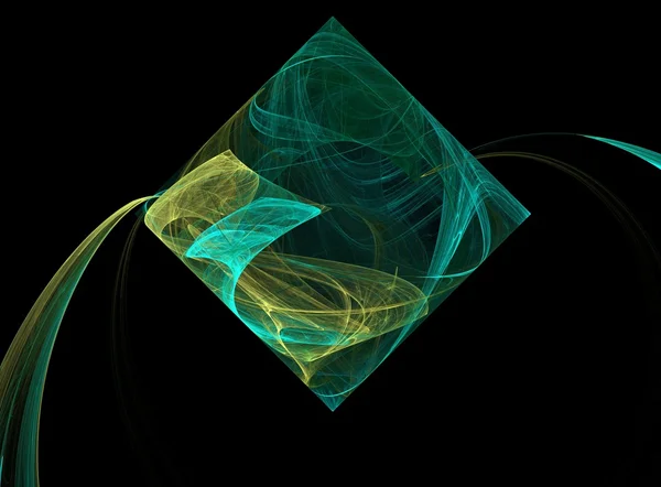 Quadrat oder Diamant, der aussieht, als würde er etwas in Mardi-Gras-Farben von Grün und Gold ausschütten . — Stockfoto