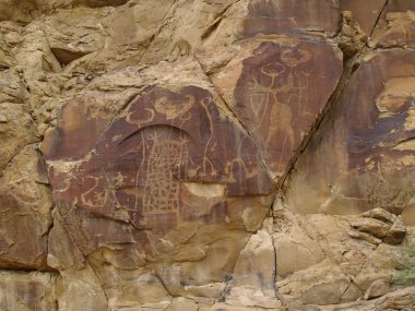 Weather worn indian petroglyphs in central Wyoming near Thermopolis. clipart