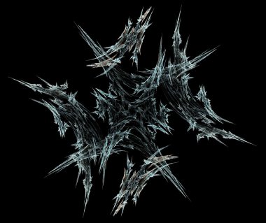 Siyah bir arka plan ayaz mavi ve beyaz fraktal