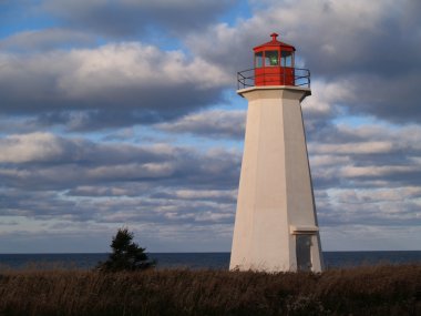 Prince Edward Island, Kanada kırmızı ve beyaz deniz feneri.