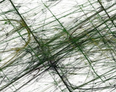 Yeşil fraktal desen özensiz tablo gibi görünüyor beyaz bir arka plan üzerinde,