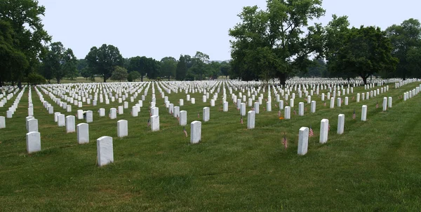 Tumbas en el cementerio de Arlington con banderas en Washington DC . — Foto de Stock