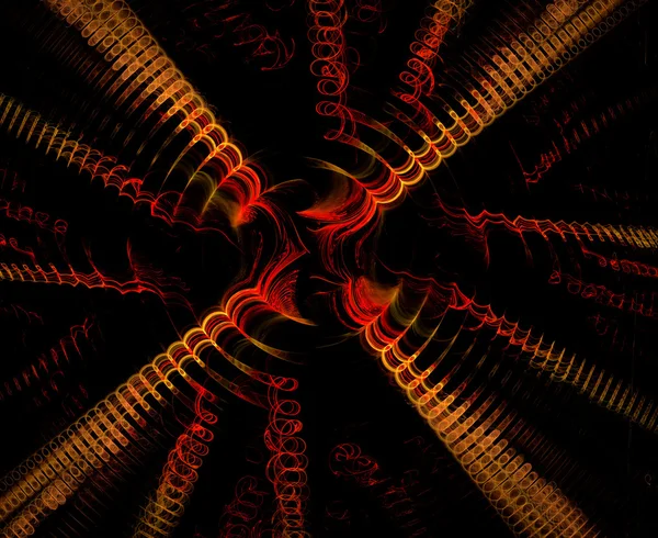 Fraktale Spirale außer Kontrolle in Gelb und Rot. — Stockfoto