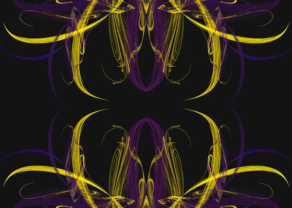 Continuous fractal background pattern in the shape of flower buds in shades of yellow and purple. — Stock Photo, Image