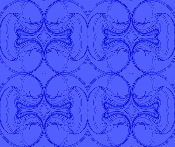 Blue continuous fractal pattern with kidney and diamond shapes. — Stock Photo, Image