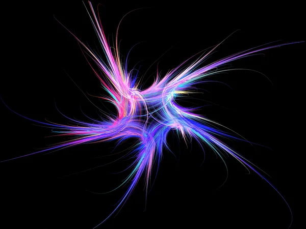 Swirling frosty multi-colored fractal star in pastel shades on a black background. — Stock Photo, Image