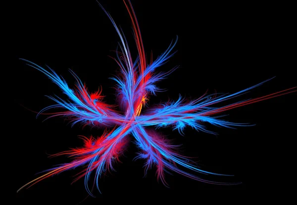 Feathery multi-colored fractal star in pastel shades on a black background. — Stock Photo, Image