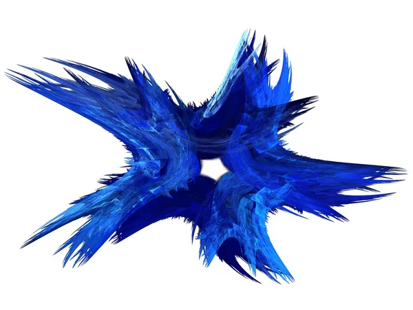 Patriótica estrella fractal azul girando sobre un fondo blanco . — Foto de Stock