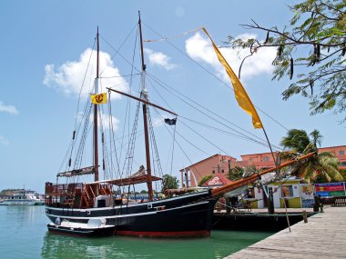 Old Pirate Ship in St. Johns Harbour Antigua Barbuda clipart
