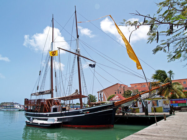 Old Pirate Ship in St. Johns Harbour Antigua Barbuda