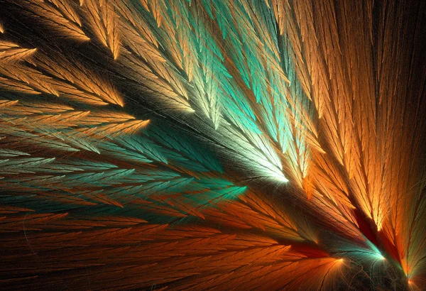 Фрактальная форма оранжевого и зеленого цвета перьев похожа на крылья попугая . — стоковое фото