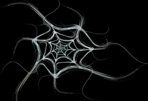 White fractal spider web design on a black background that is ideal for Halloween, — Stock Photo, Image