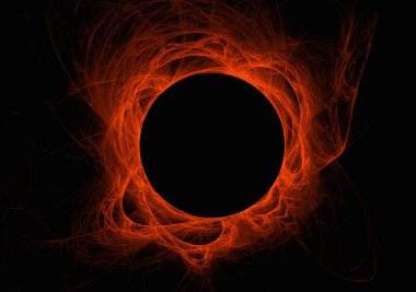Kırmızı fraktal eclipse güneş patlamaları siyah bir arka plan ile.
