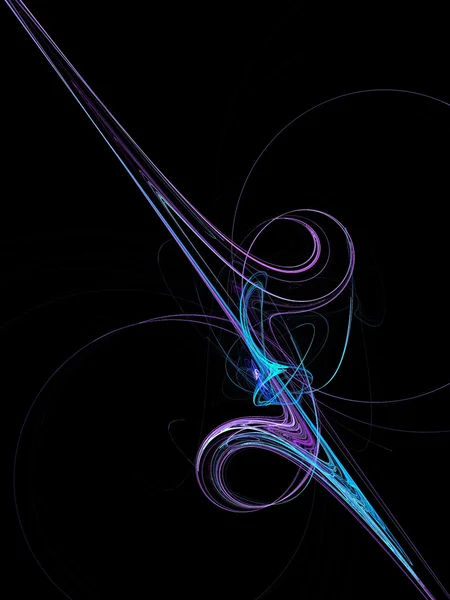 Black copy space divided diagonally with a purple and teal or aqua abstract fractal design. — Stock Photo, Image