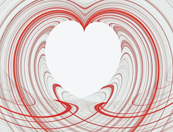 Corazón blanco Copiar espacio rodeado de diseño fractal rojo . — Foto de Stock