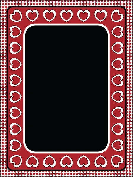 Red, black and white Valentine border, frame or tag with gingham trim. — Stock Photo, Image