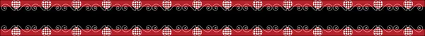 Red, black and white Valentine border with gingham trim. — Stock Photo, Image