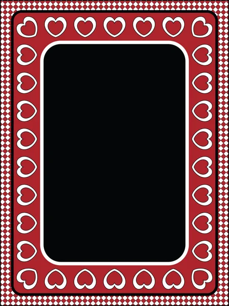 Vecteur rouge, noir et blanc bordure, cadre ou étiquette Valentine avec garniture gingham . — Image vectorielle