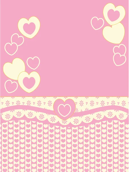 Διανυσματικό χώρο αντίγραφο βικτωριανό φόντο με καρδιές, θηλιά και λωρίδες σε ροζ, χρυσό και εκρού. — Διανυσματικό Αρχείο