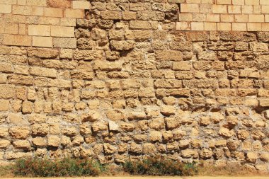 Taş duvar doku Caesarea Maritima Milli Parkı