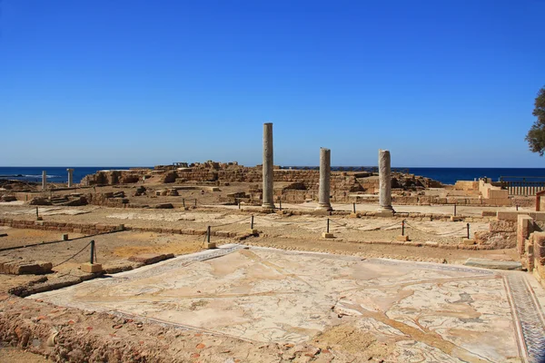 Piso de baldosas de mosaico en el Parque Nacional de Cesarea Marítima —  Fotos de Stock