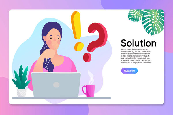 women have questions And solving problems. Vector cartoon illustration.