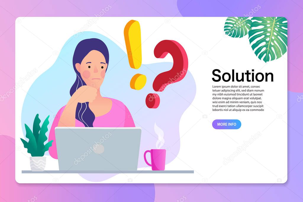 women have questions And solving problems. Vector cartoon illustration.