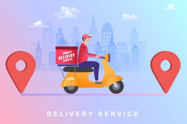 E-ticaret konsepti, mobiletle hızlı dağıtım, online yemek siparişi bilgileri. Web sayfası, uygulama tasarımı. İzole vektör.