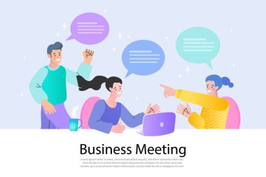 Ev toplantısından online iş. Vector Illustrations düz tasarım konsept video konferansı. EPS10.