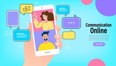 Erkek ve kadın iş arkadaşlarıyla video konferansında. Ev kavramından iş için telekonferans. Videokonferans ve çevrimiçi toplantı çalışma alanı.