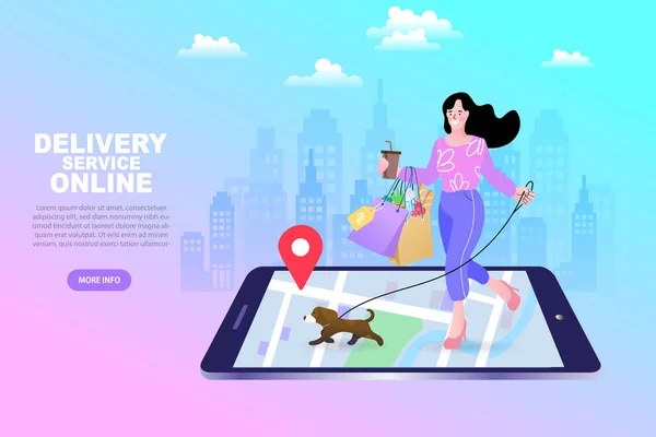 Online Shopping Dienste Smartphone Marketing Und Commerce Konzept App Auf — Stockvektor