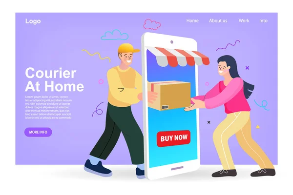 Ecommerce Concept Online Shopping Stay Home Lives Online Delivery Service — Διανυσματικό Αρχείο
