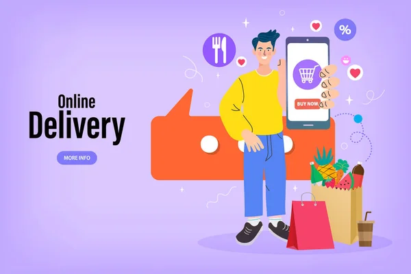 Online Food Order Food Delivery Your Door Service Uber Eat — Stock Vector