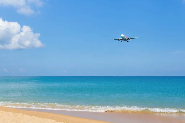 Landscape View Contained Blue Sky Sea Golden Sand While Air — Stock Photo, Image