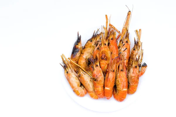 Deliciosas Gambas Río Quemadas Sobre Fondo Blanco — Foto de Stock