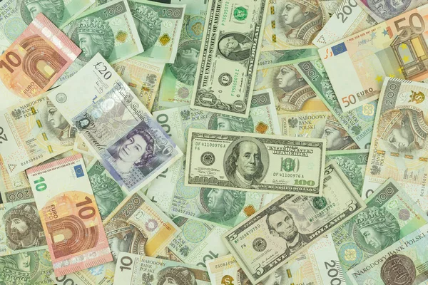 不同国家不同面额的纸币 世界各国的各种货币 — 图库照片