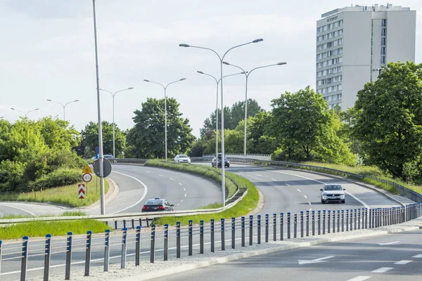 Warschau Polen Juni 2021 Verkeersstroom Snelweg Tijdens Spits — Stockfoto