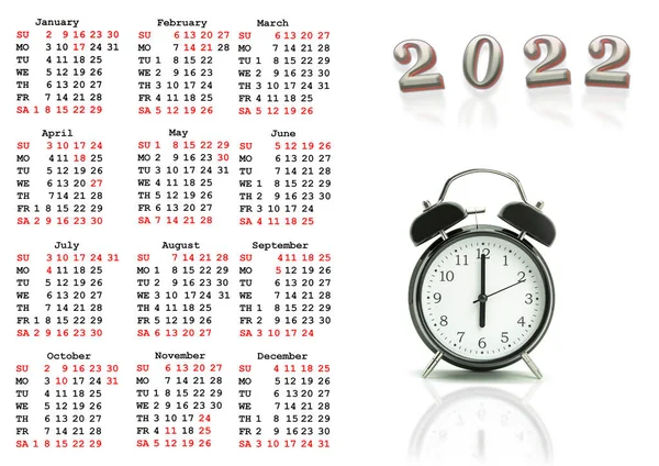 Calendario 2022 Con Vacanze Negli Stati Uniti Calendario Con Immagine — Foto Stock
