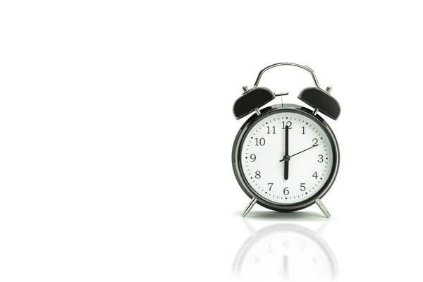 Beyaz Bir Arka Planda Geri Alarm Saati Siyah Alarmlı Saat — Stok fotoğraf