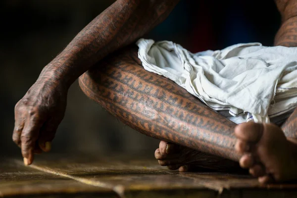 Chhattisgarh Índia Outubro 2019 Membro Seita Ramnami Tatuou Palavra Ram — Fotografia de Stock