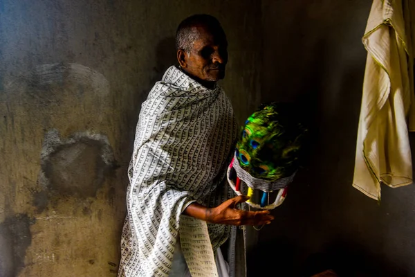 Chhattisgarh Índia Outubro 2019 Membro Seita Ramnami Tatuou Palavra Ram — Fotografia de Stock