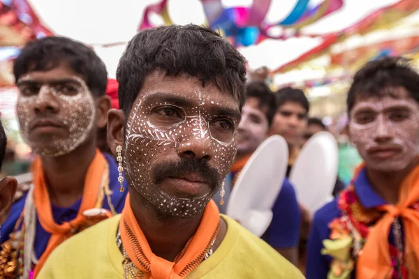 Gujarat Índia Março 2017 Homem Tribo Rathwa Participa Suas Tradicionais — Fotografia de Stock