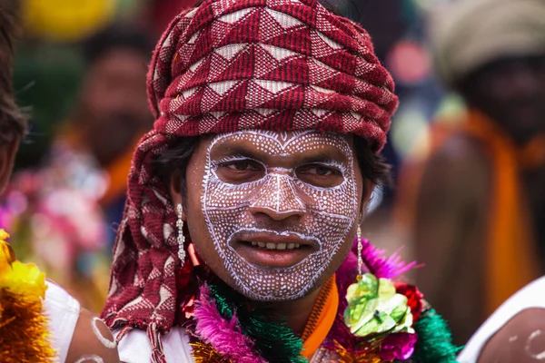 Gujarat Indien Mars 2017 Stamman Från Rathwa Deltar Deras Traditionella — Stockfoto