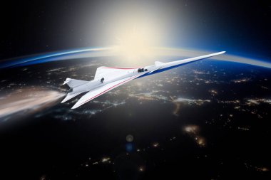 Uzay gemisi Dünya 'dan diğer gezegenlere doğru yola çıkıyor. Bu görüntünün elementleri NASA tarafından desteklenmektedir