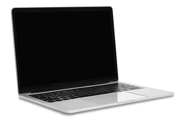 Vooraanzicht Van Een Moderne Generieke Zilveren Metalen Laptop Met Een — Stockfoto