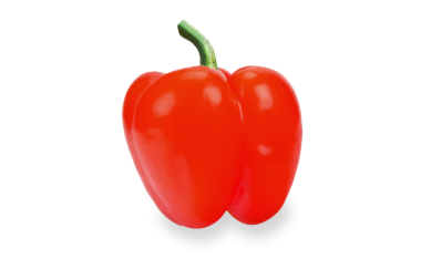 Mükemmel kırmızı biberler, yakın plan şeffaf bir arkaplanda izole edilmiş.