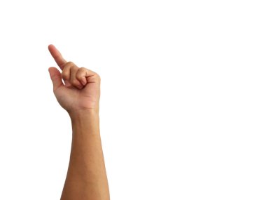 El kaldırma hareketi beyaz arkaplana dokunmak, dokunmak ve basmaktır.