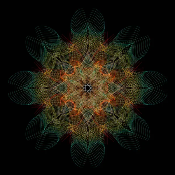 Fleur Lignes Abstraites Sur Fond Noir — Image vectorielle
